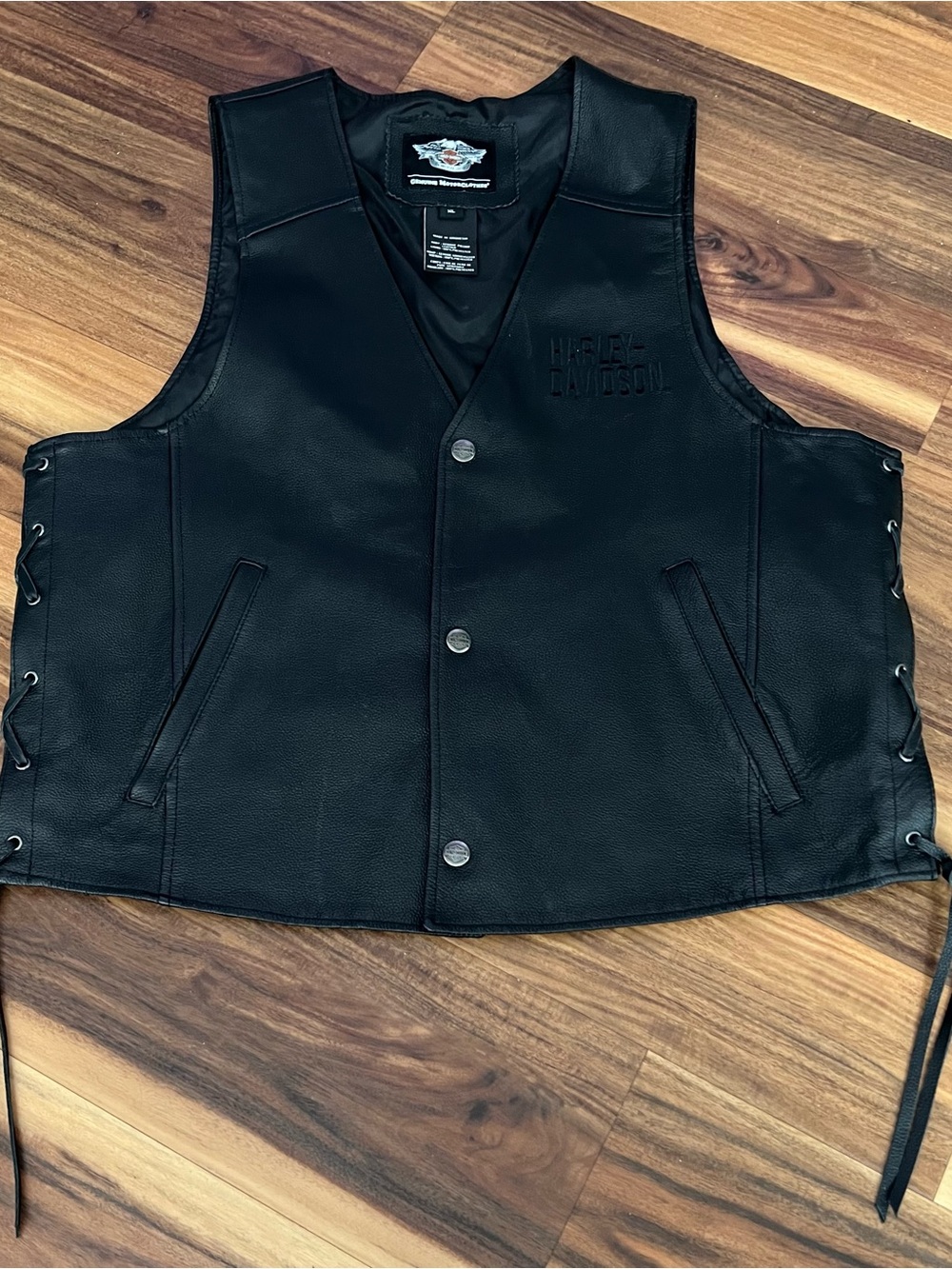 Harley-Davidson Black Leather Inner Label Vest xl